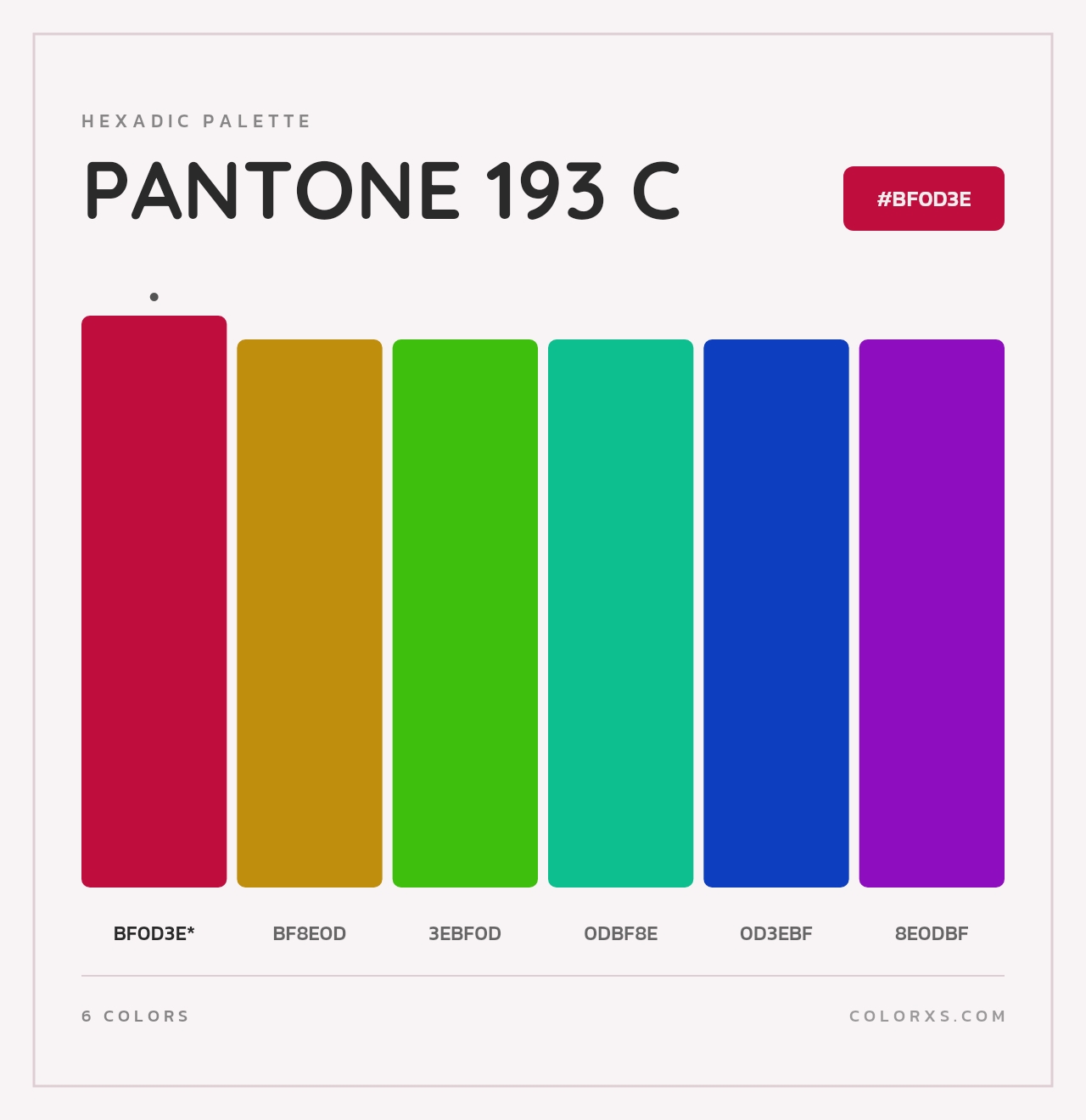 PANTONE 193 C - Hexadic Color Palette