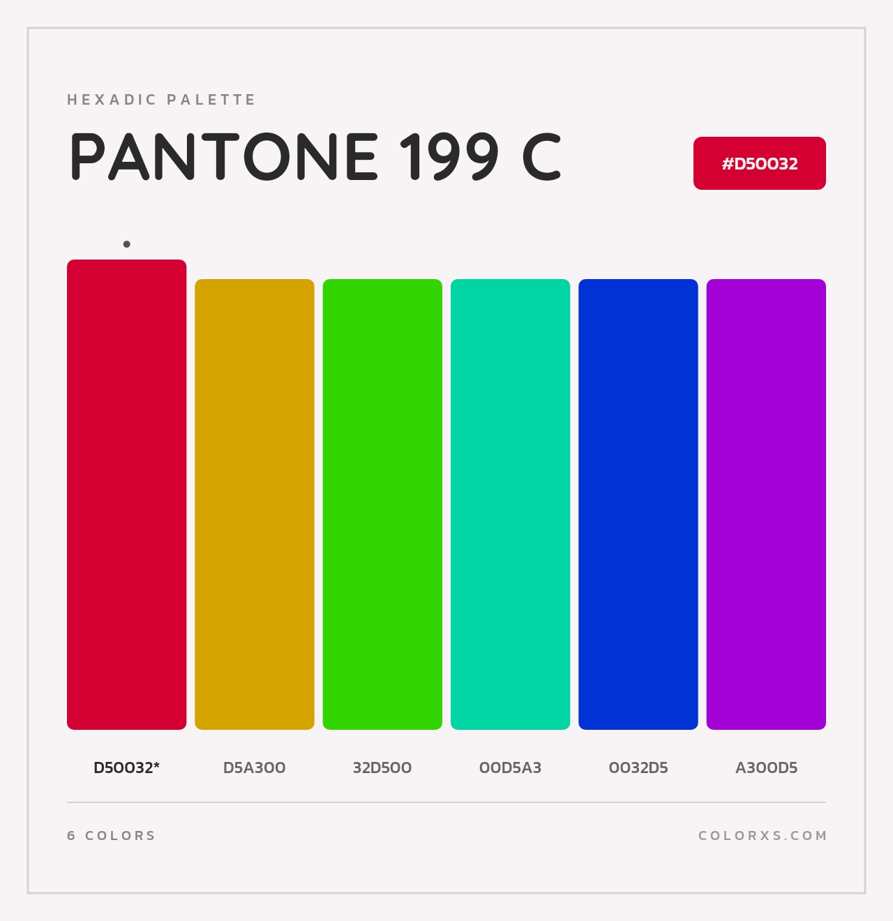 PANTONE 199 C - Hexadic Color Palette