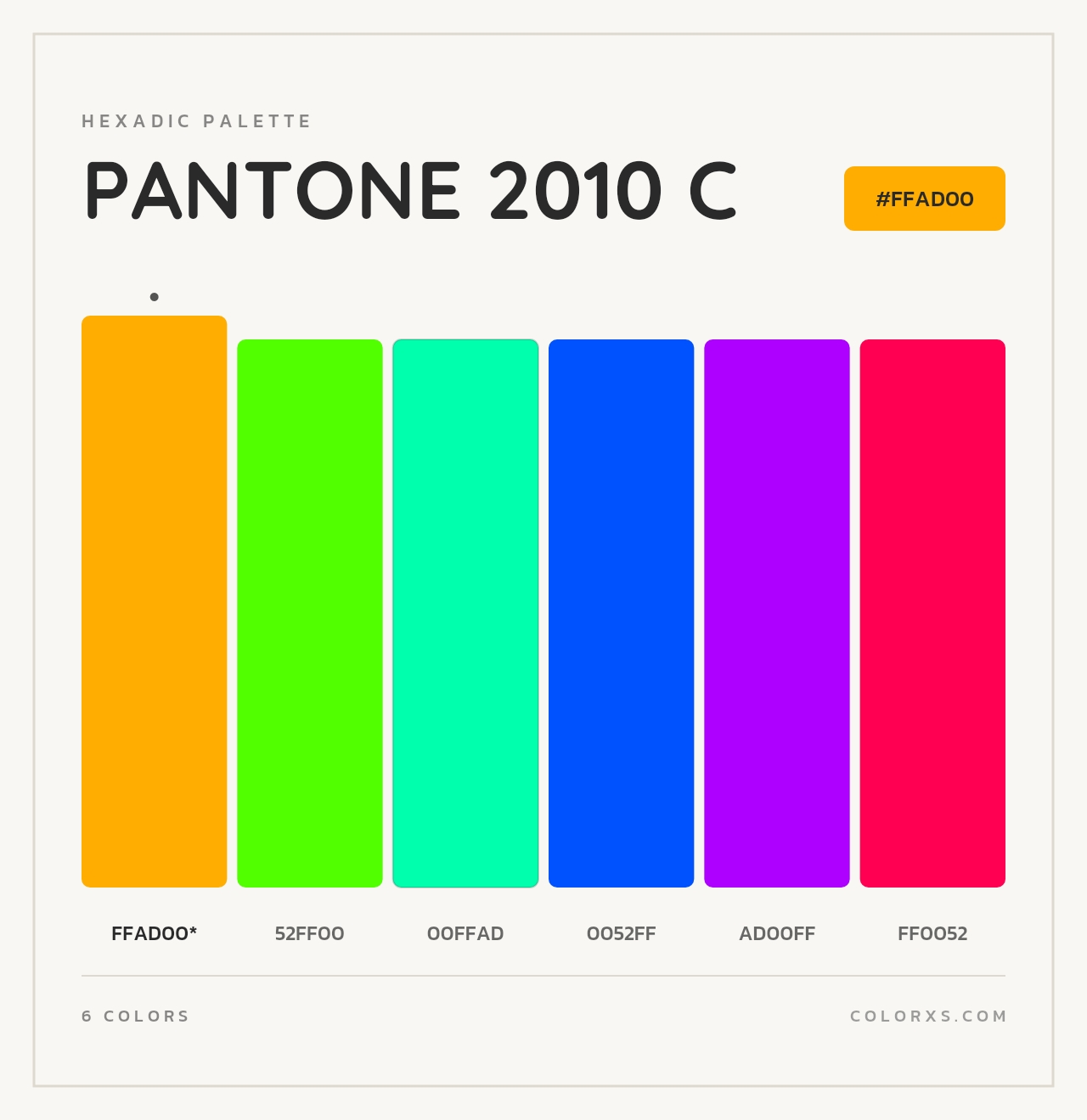 PANTONE 2010 C - Hexadic Color Palette
