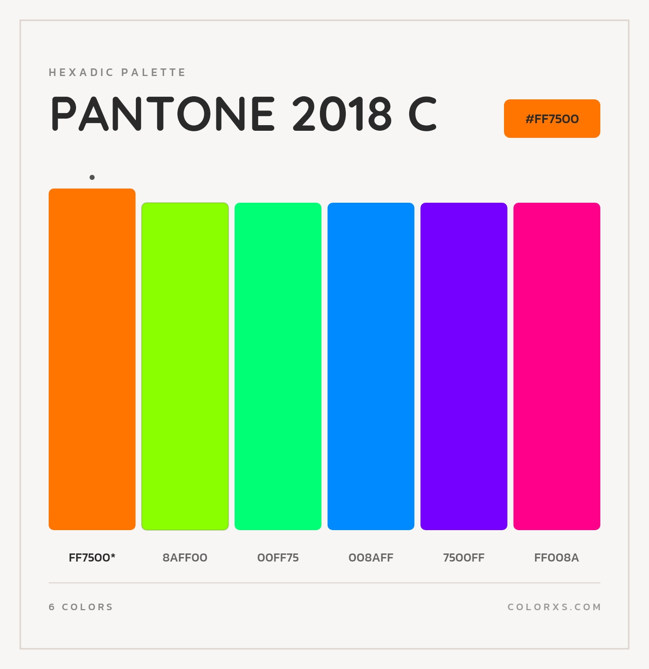 PANTONE 2018 C - Hexadic Color Palette