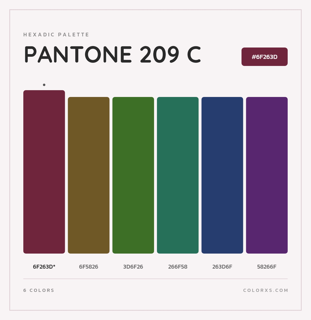 PANTONE 209 C - Hexadic Color Palette