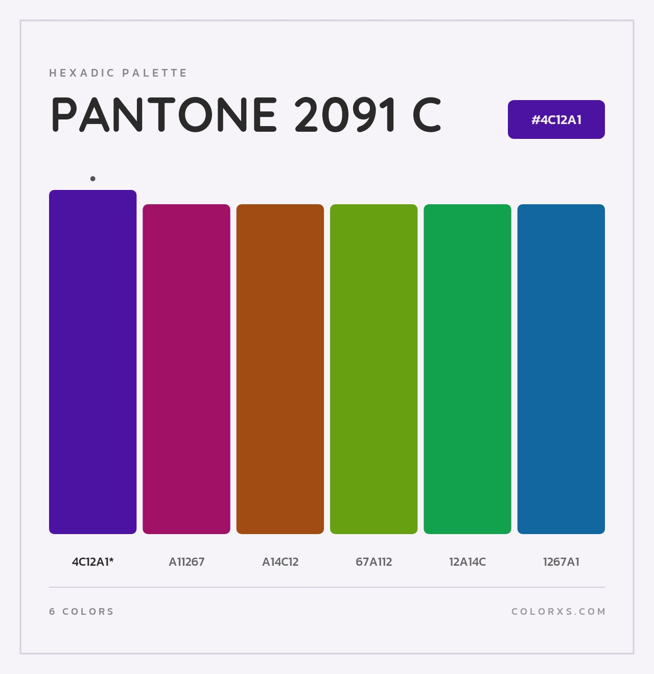 PANTONE 2091 C - Hexadic Color Palette