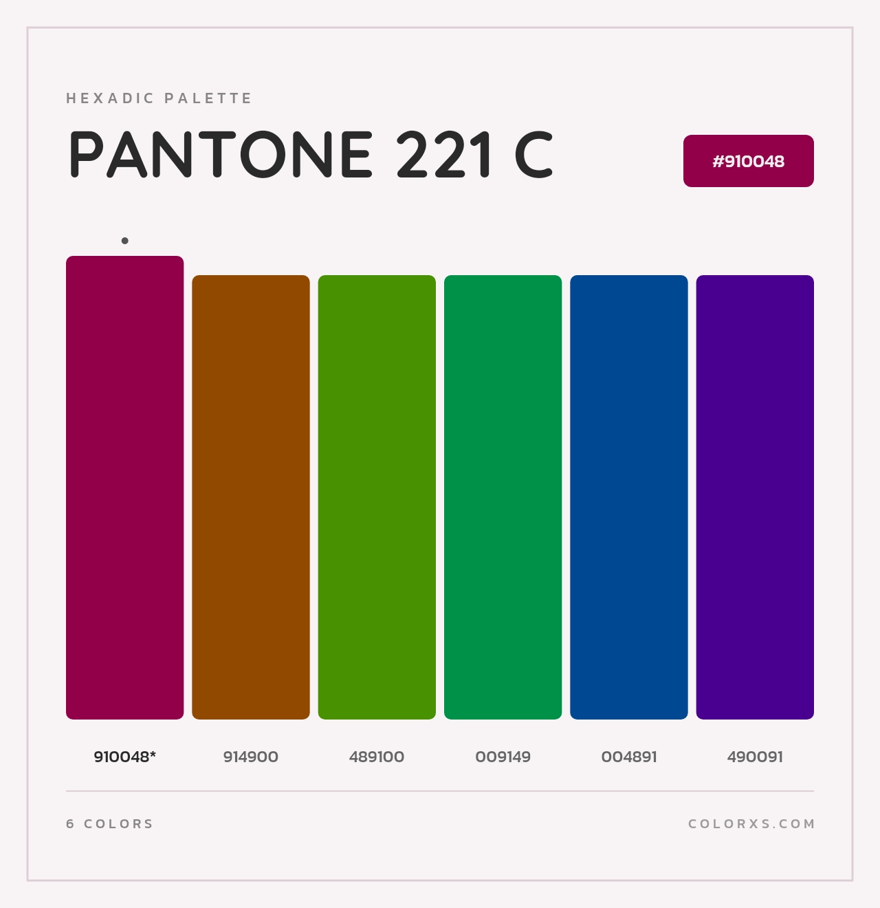 PANTONE 221 C - Hexadic Color Palette