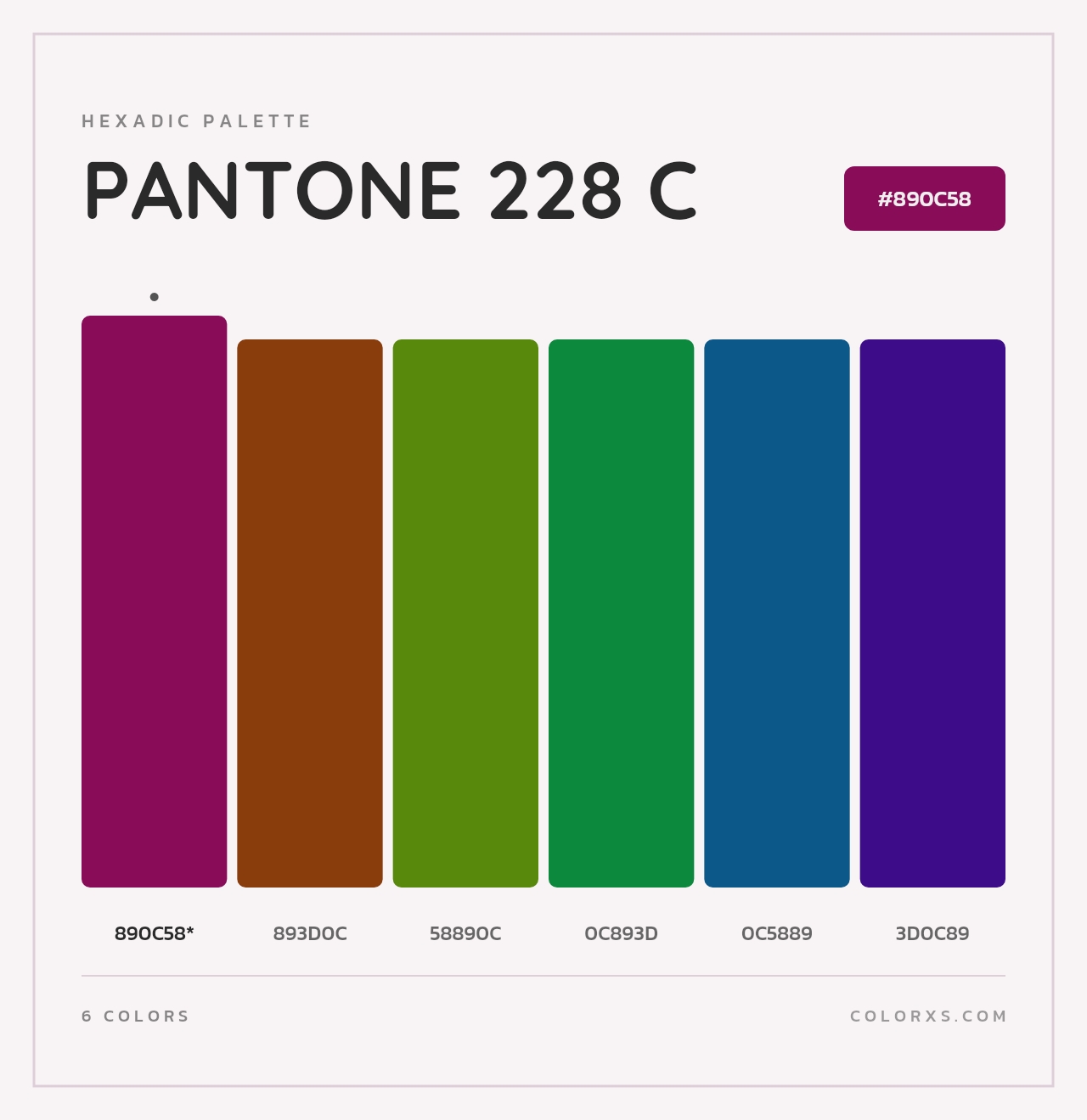 PANTONE 228 C - Hexadic Color Palette