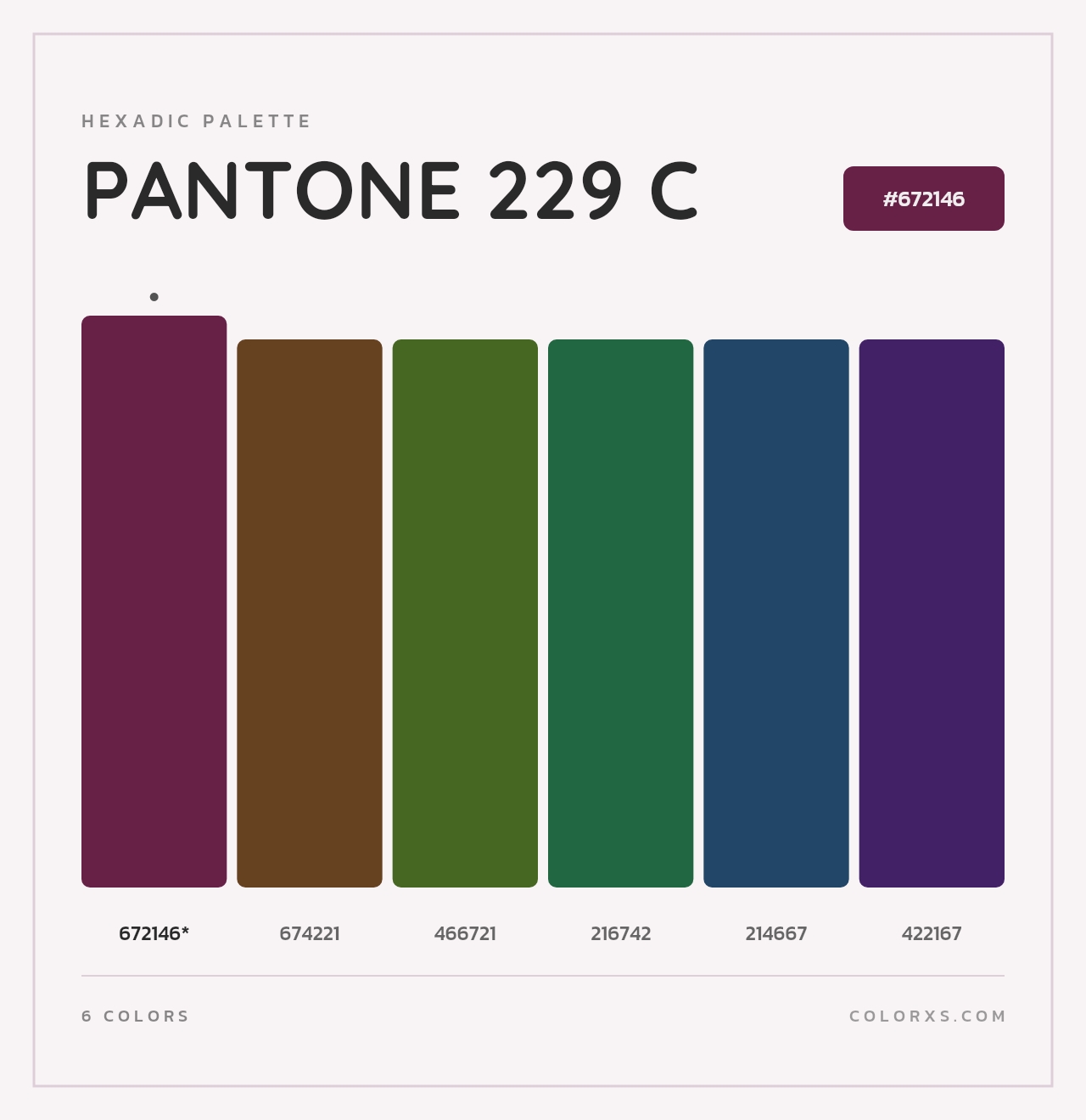 PANTONE 229 C - Hexadic Color Palette