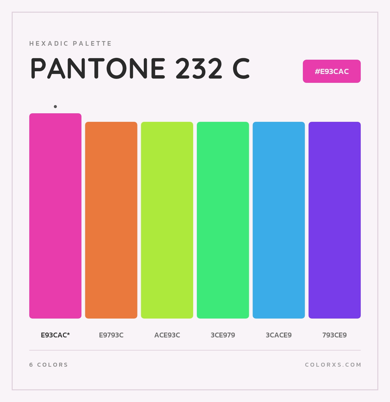 PANTONE 232 C - Hexadic Color Palette