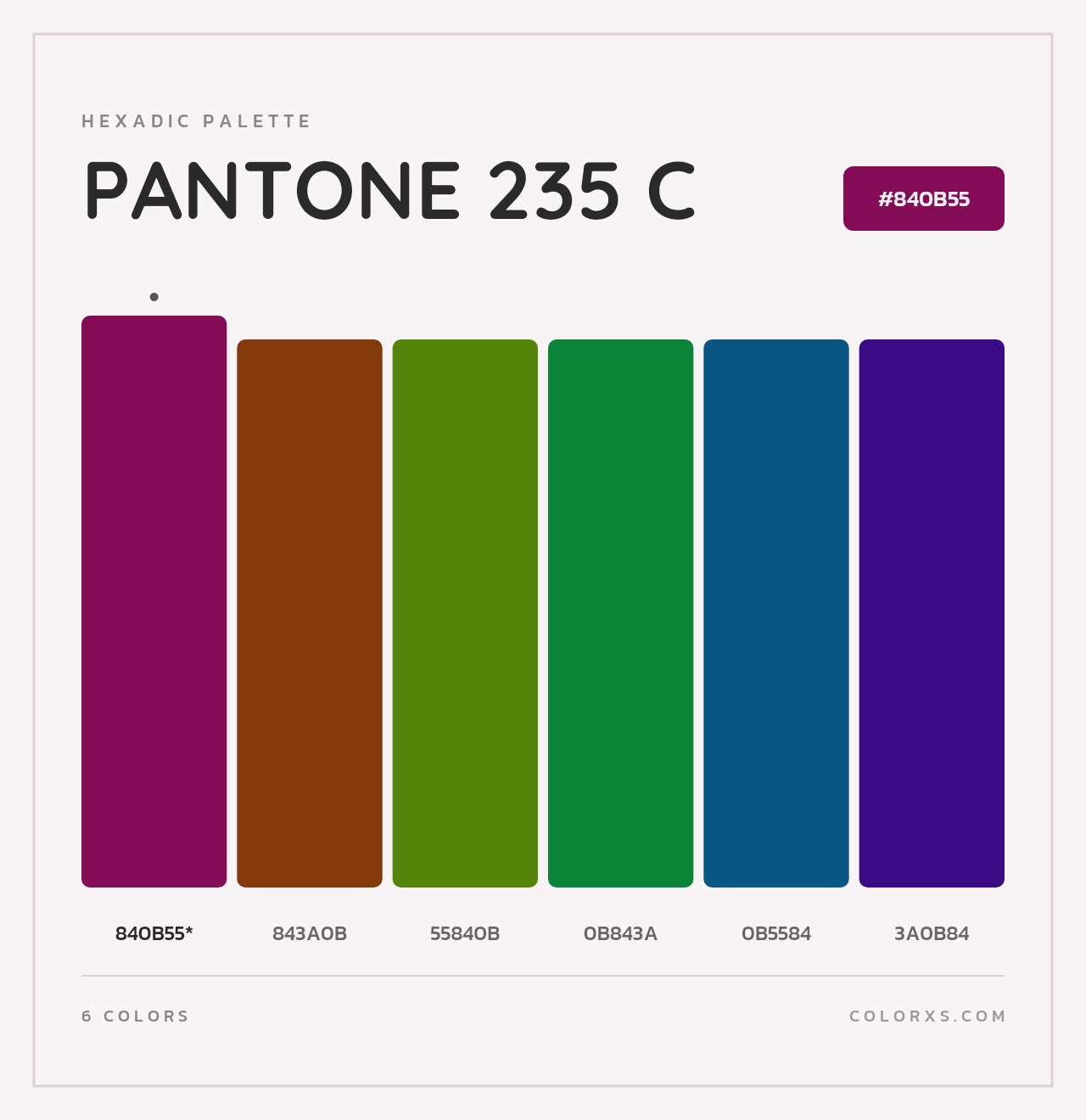 PANTONE 235 C - Hexadic Color Palette