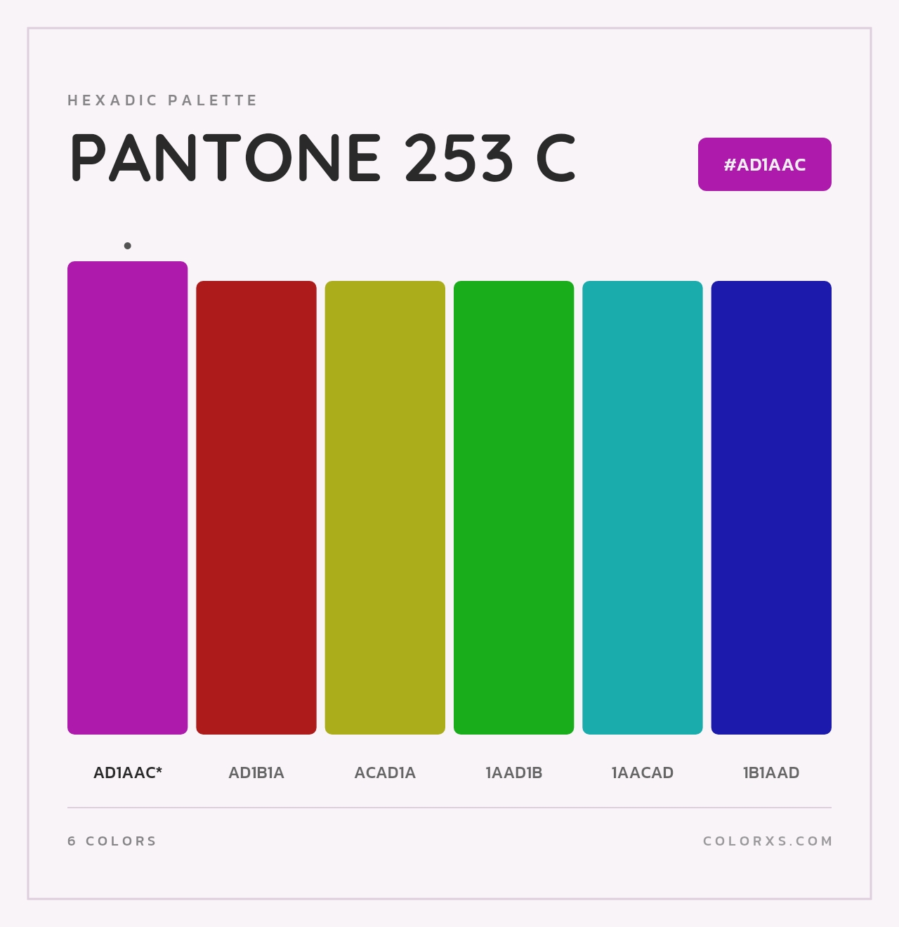 PANTONE 253 C - Hexadic Color Palette
