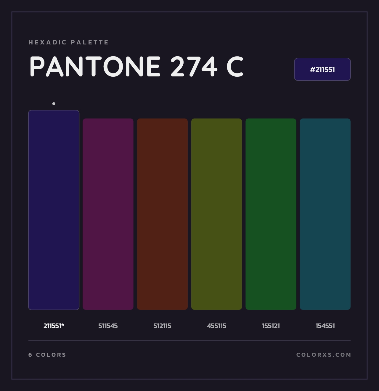 PANTONE 274 C - Hexadic Color Palette