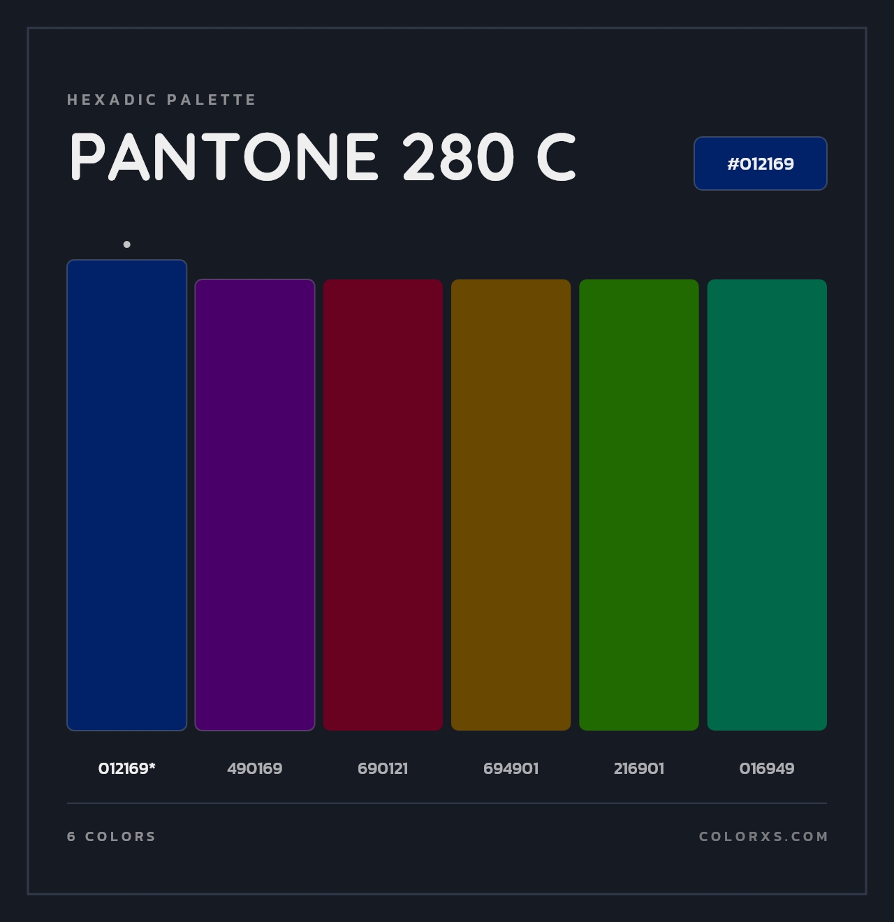 PANTONE 280 C - Hexadic Color Palette