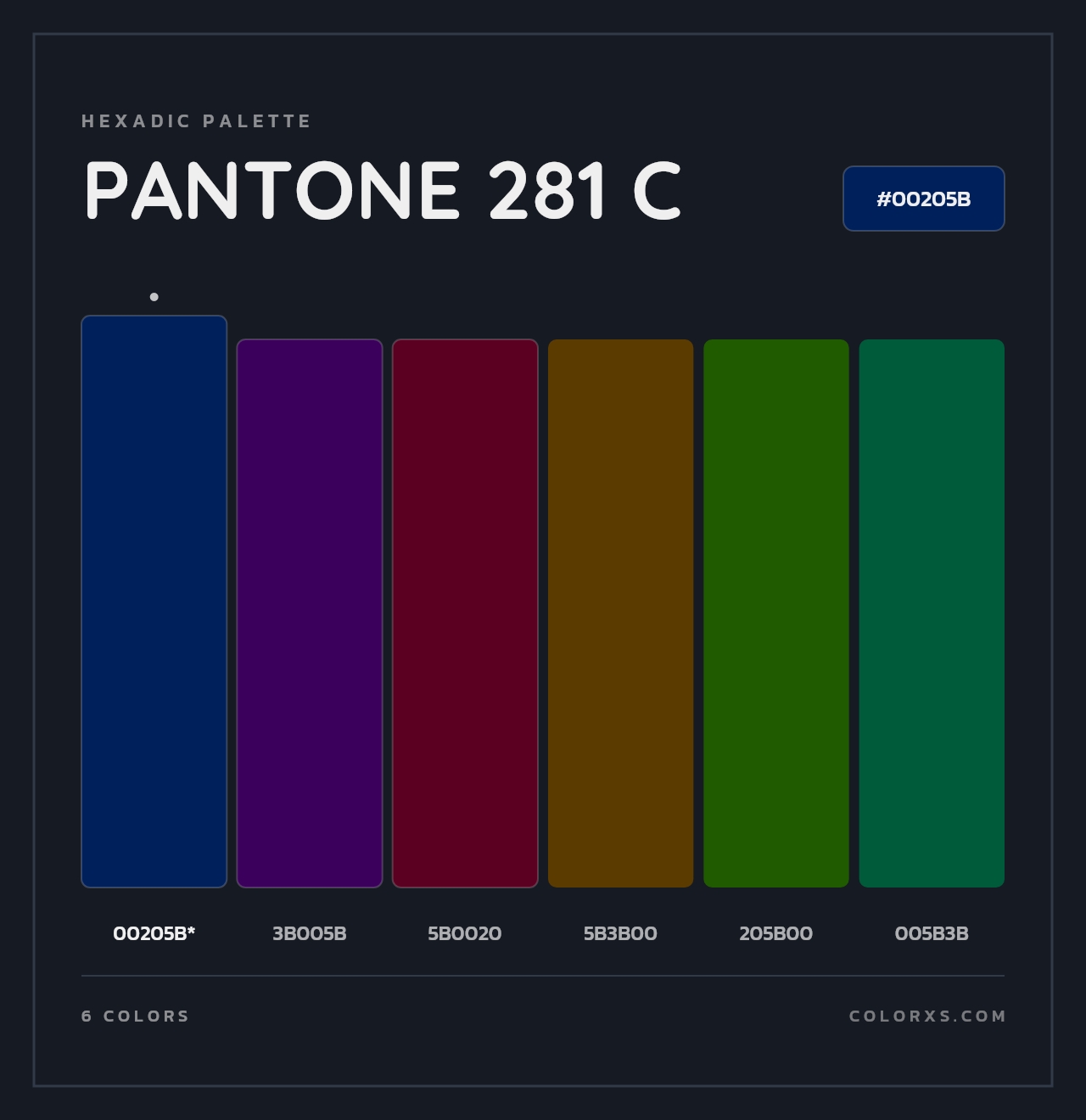 PANTONE 281 C - Hexadic Color Palette