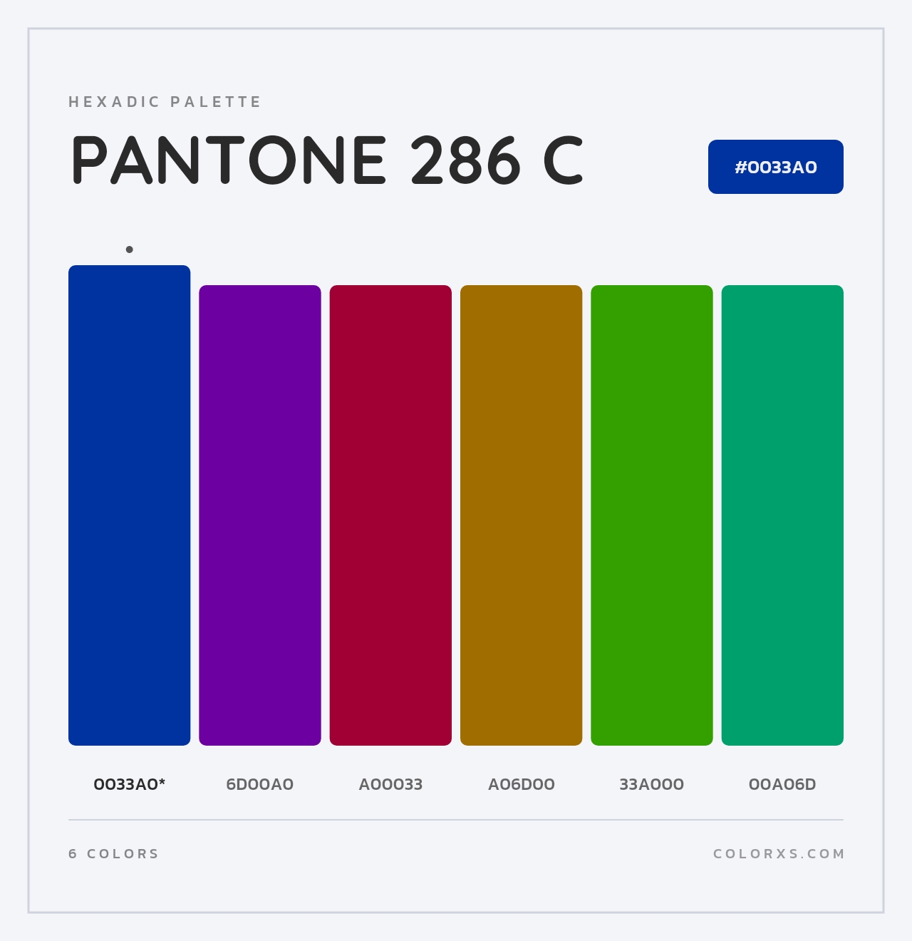 PANTONE 286 C - Hexadic Color Palette