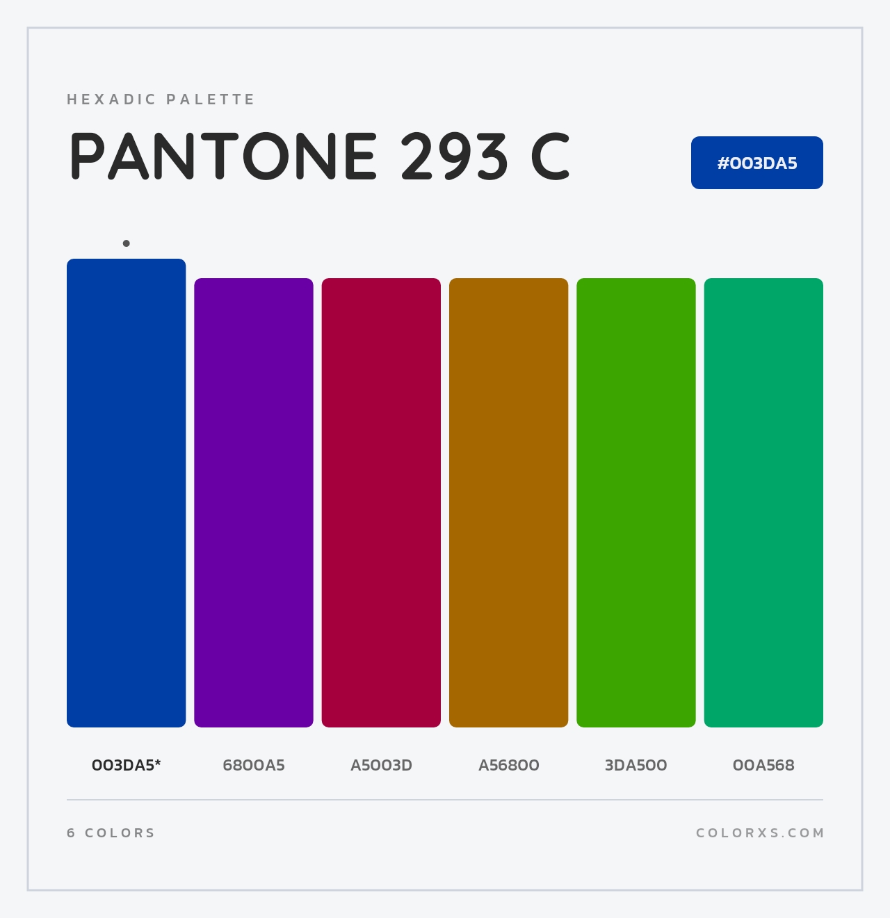 PANTONE 293 C - Hexadic Color Palette