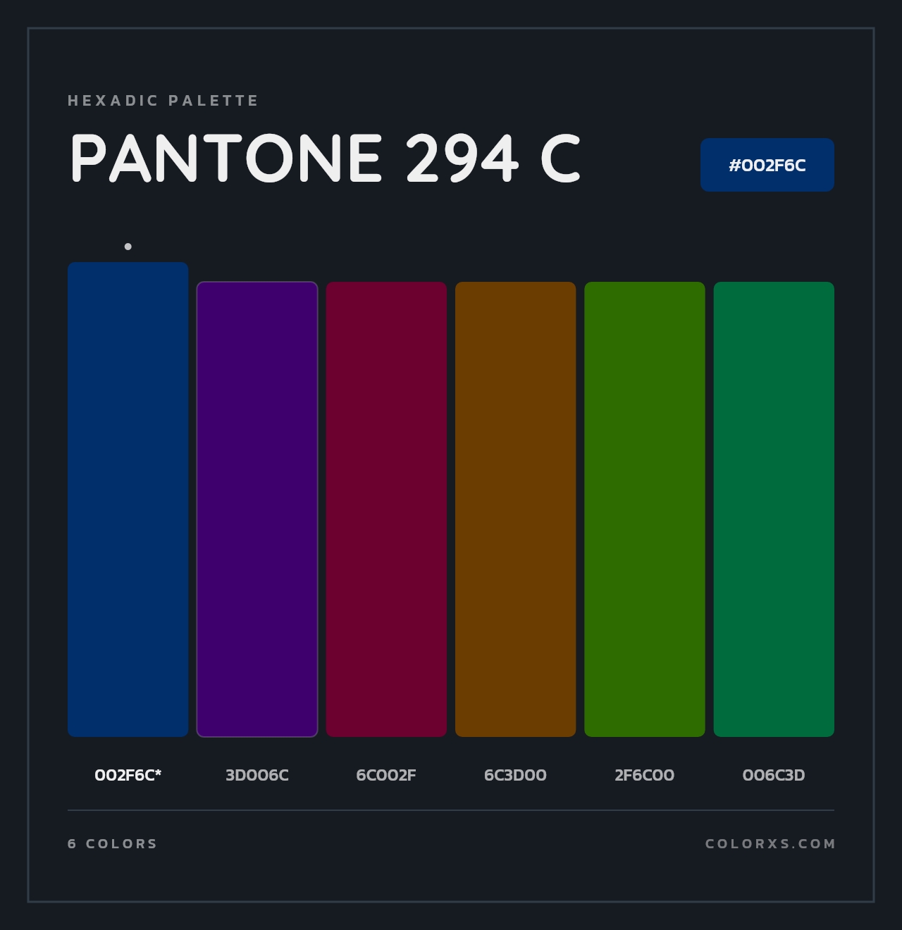 PANTONE 294 C - Hexadic Color Palette