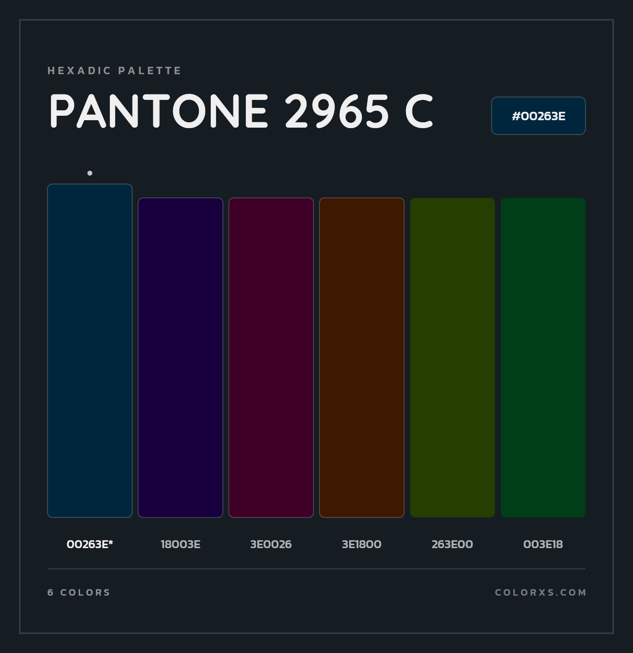 PANTONE 2965 C - Hexadic Color Palette