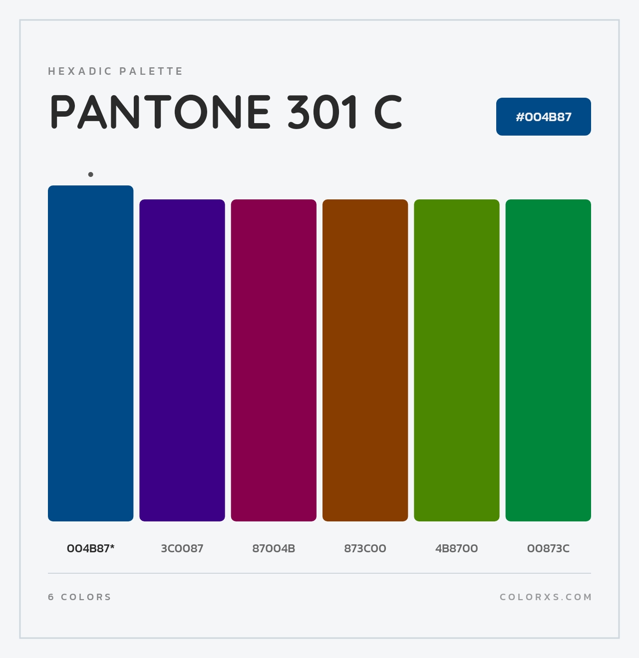 PANTONE 301 C - Hexadic Color Palette