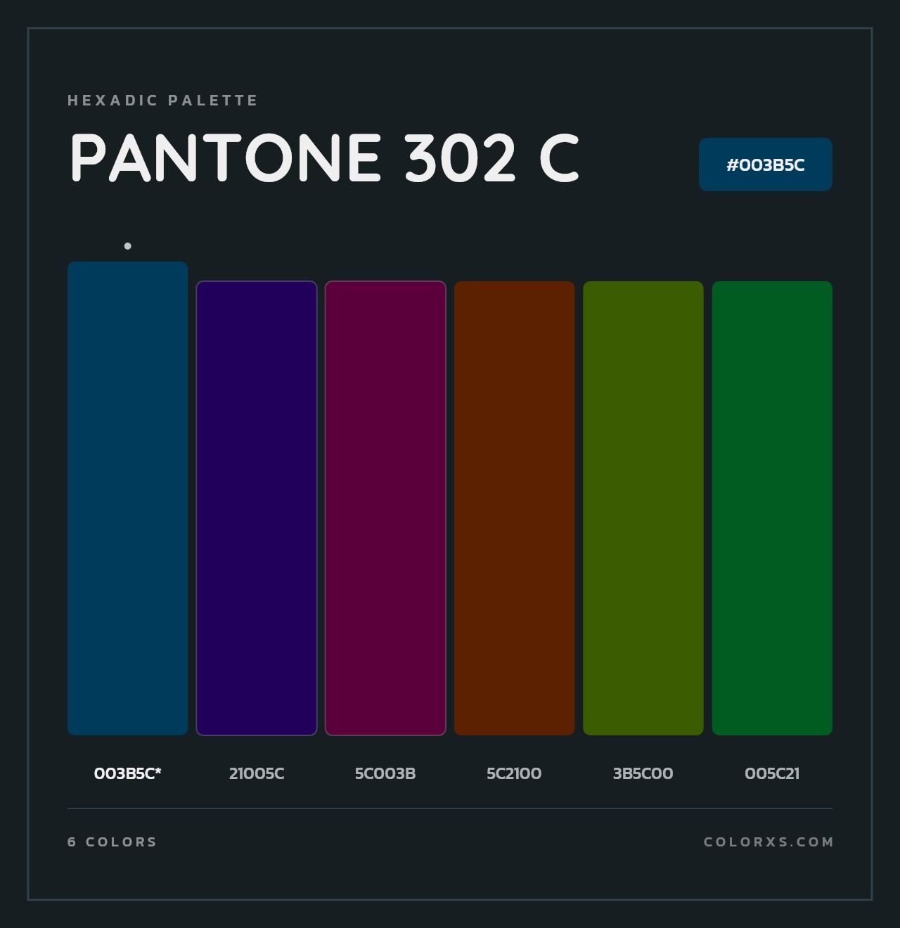 PANTONE 302 C - Hexadic Color Palette