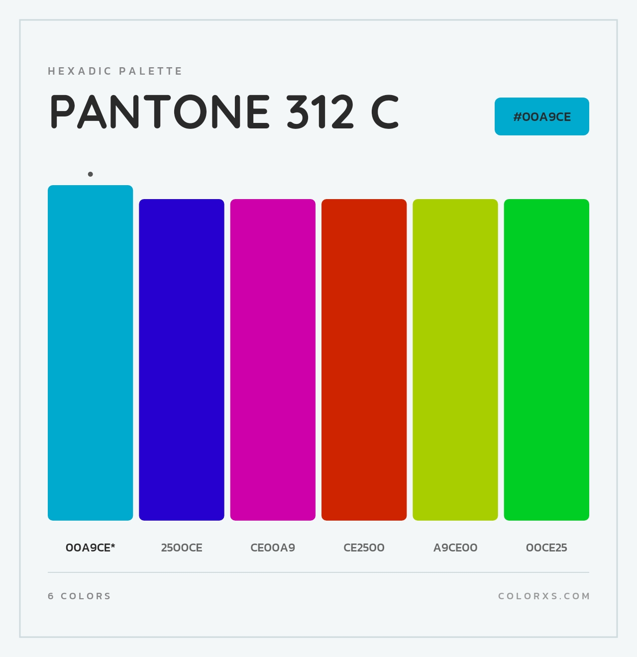 PANTONE 312 C - Hexadic Color Palette