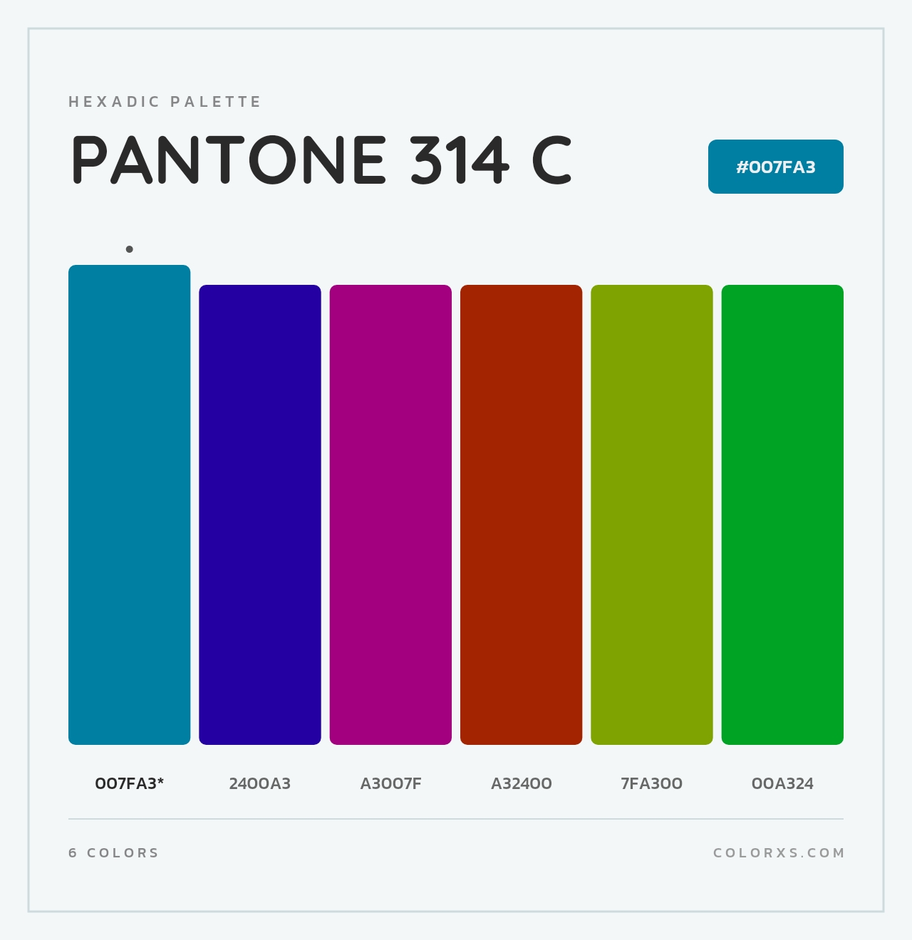 PANTONE 314 C - Hexadic Color Palette