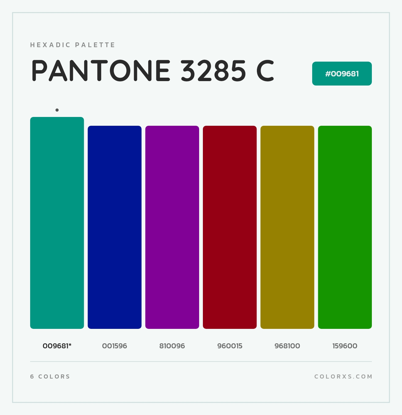 PANTONE 3285 C - Hexadic Color Palette
