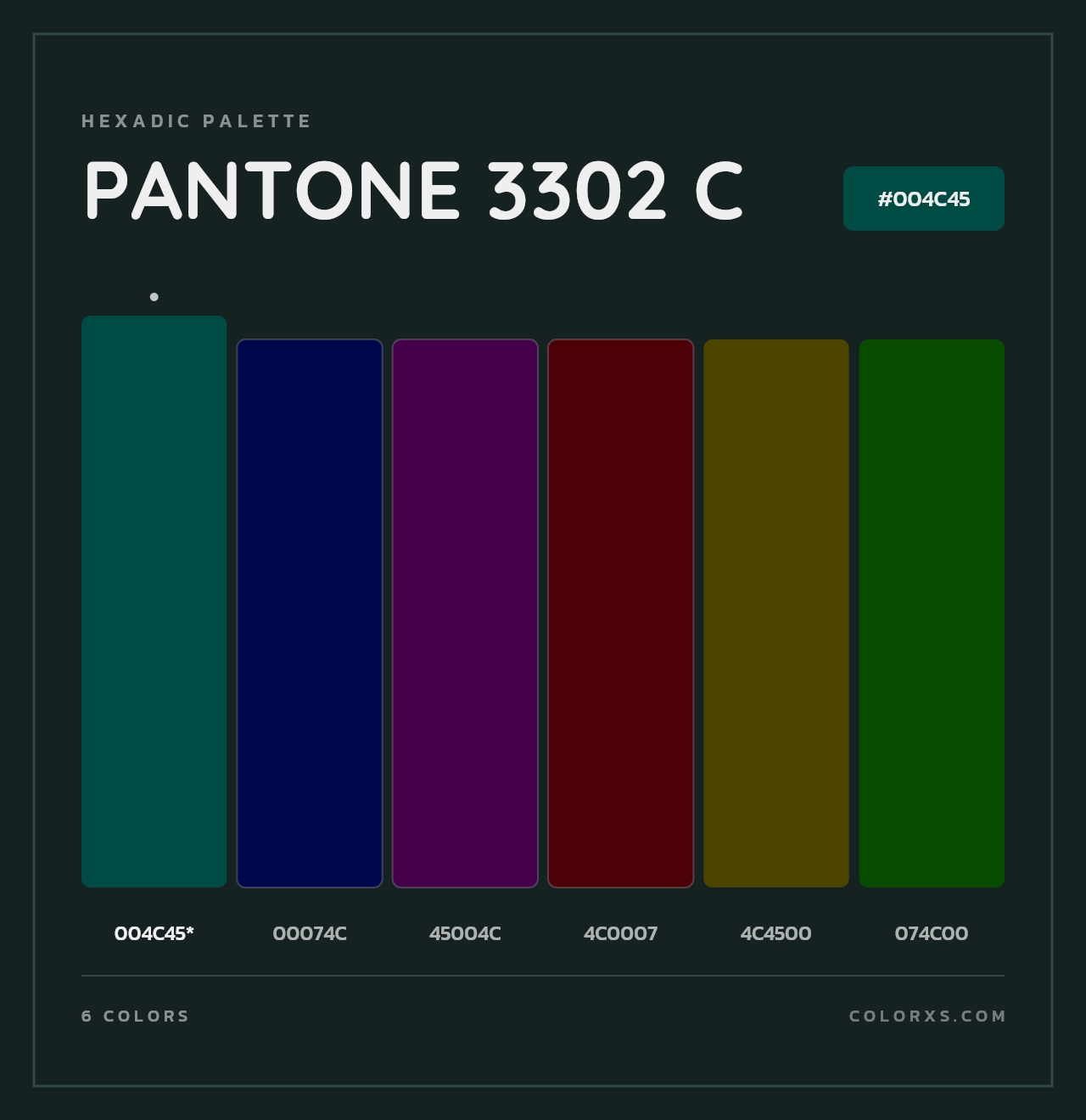 PANTONE 3302 C - Hexadic Color Palette