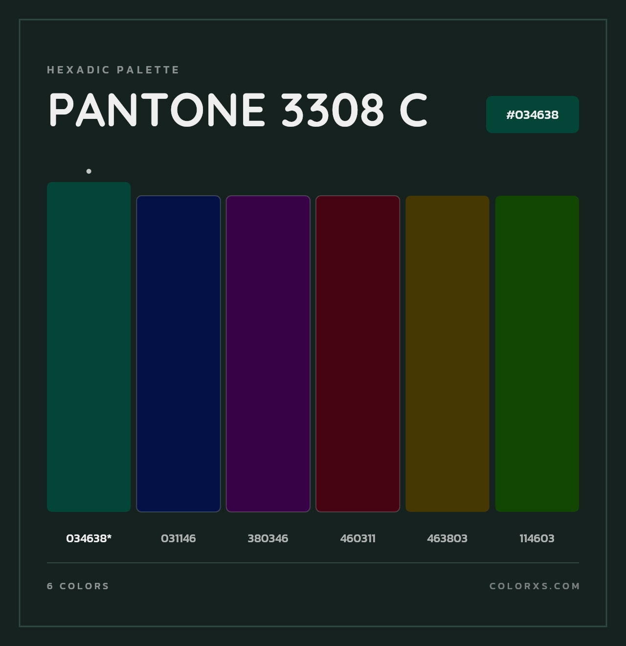PANTONE 3308 C - Hexadic Color Palette