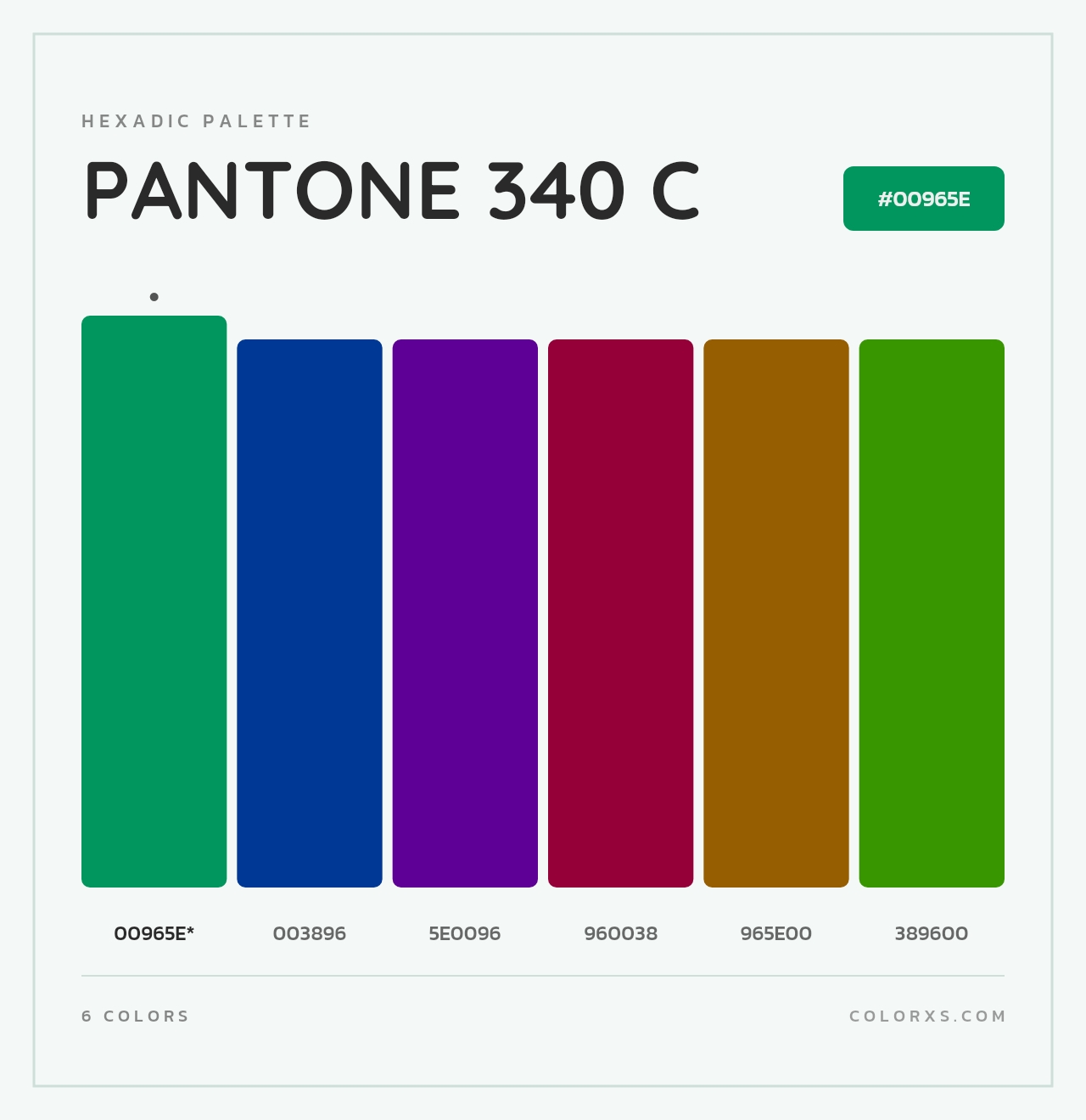PANTONE 340 C - Hexadic Color Palette