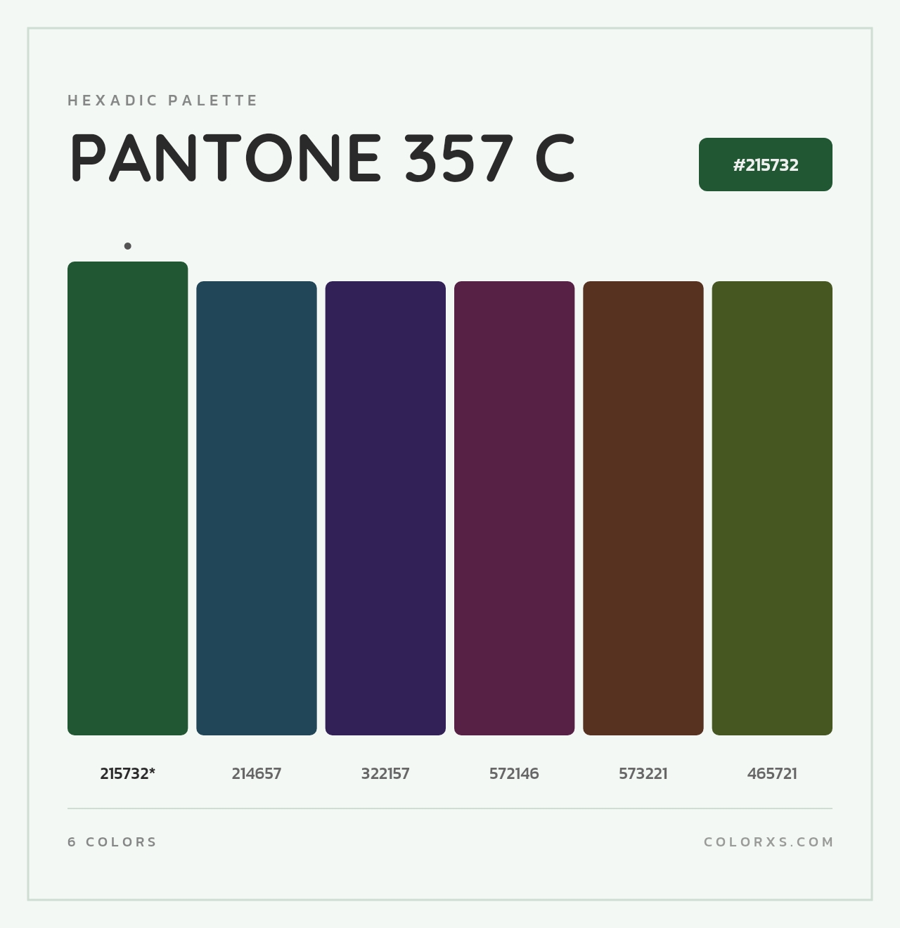 PANTONE 357 C - Hexadic Color Palette