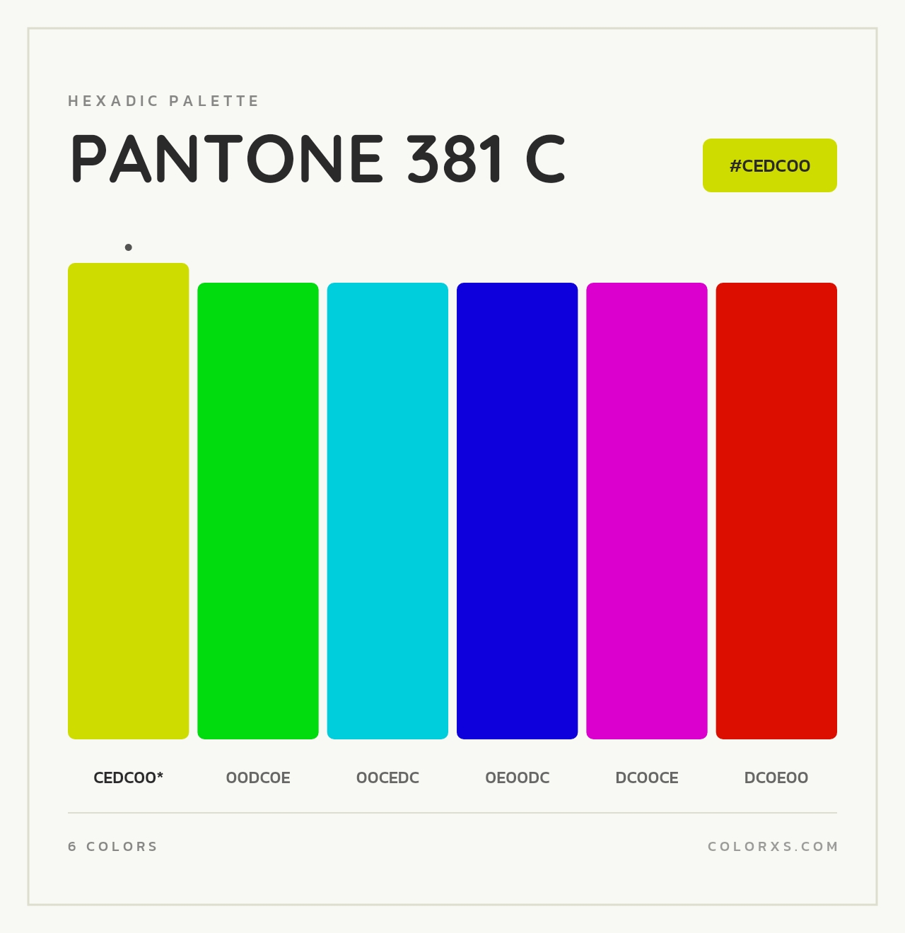 PANTONE 381 C - Hexadic Color Palette