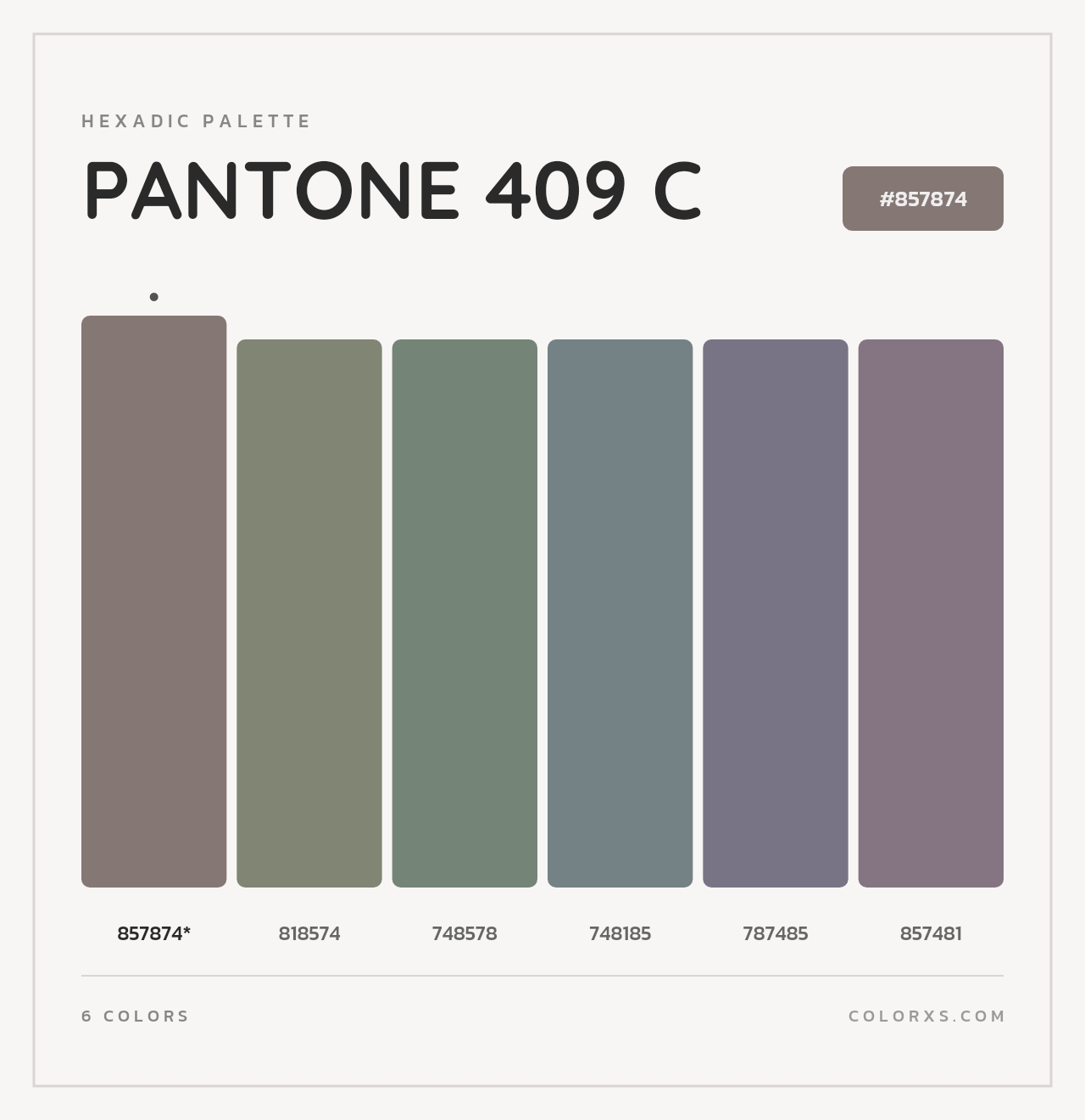 PANTONE 409 C - Hexadic Color Palette