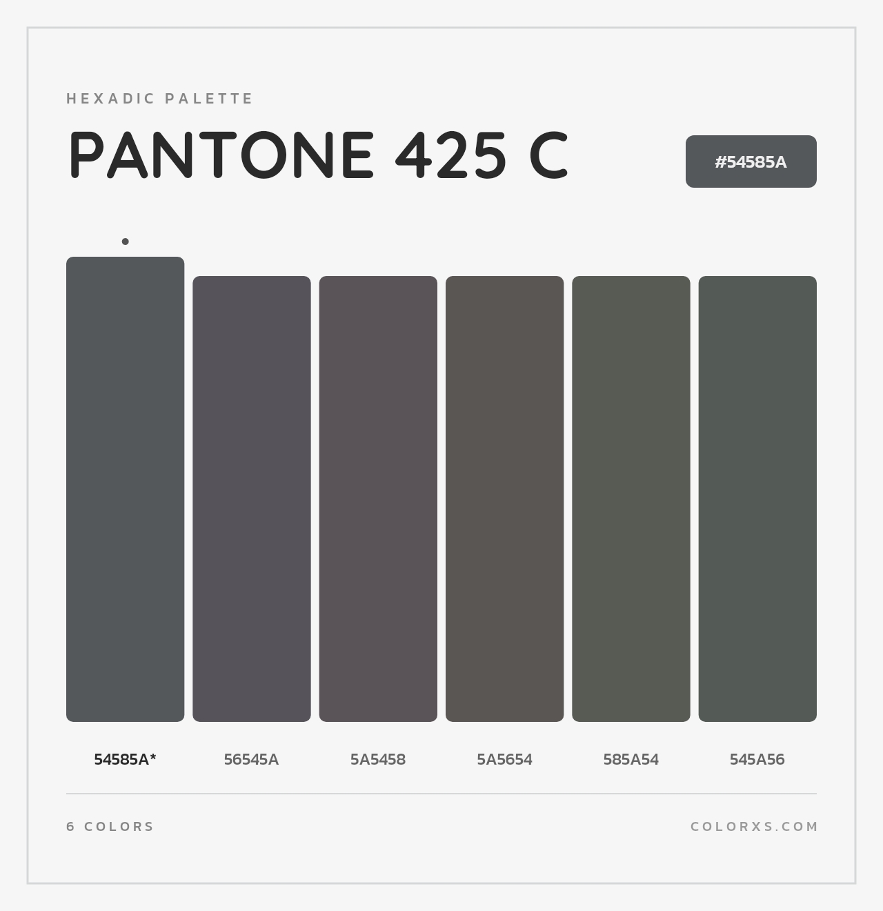 PANTONE 425 C - Hexadic Color Palette