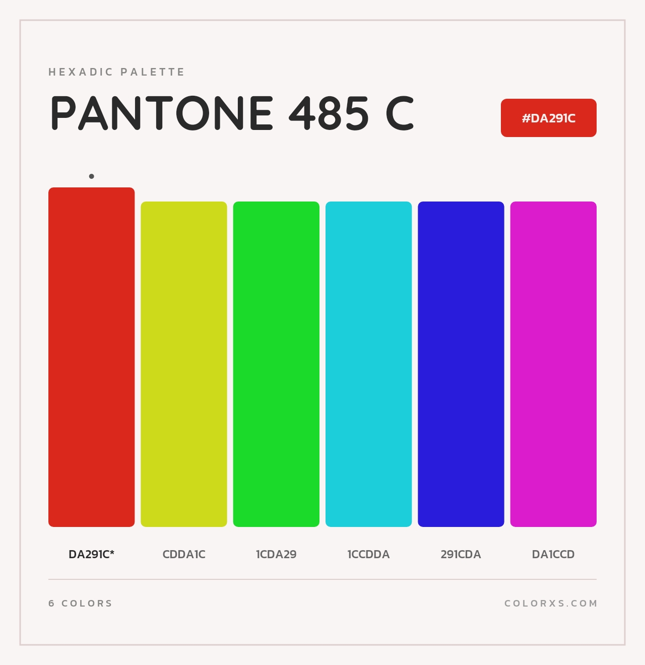 PANTONE 485 C - Hexadic Color Palette