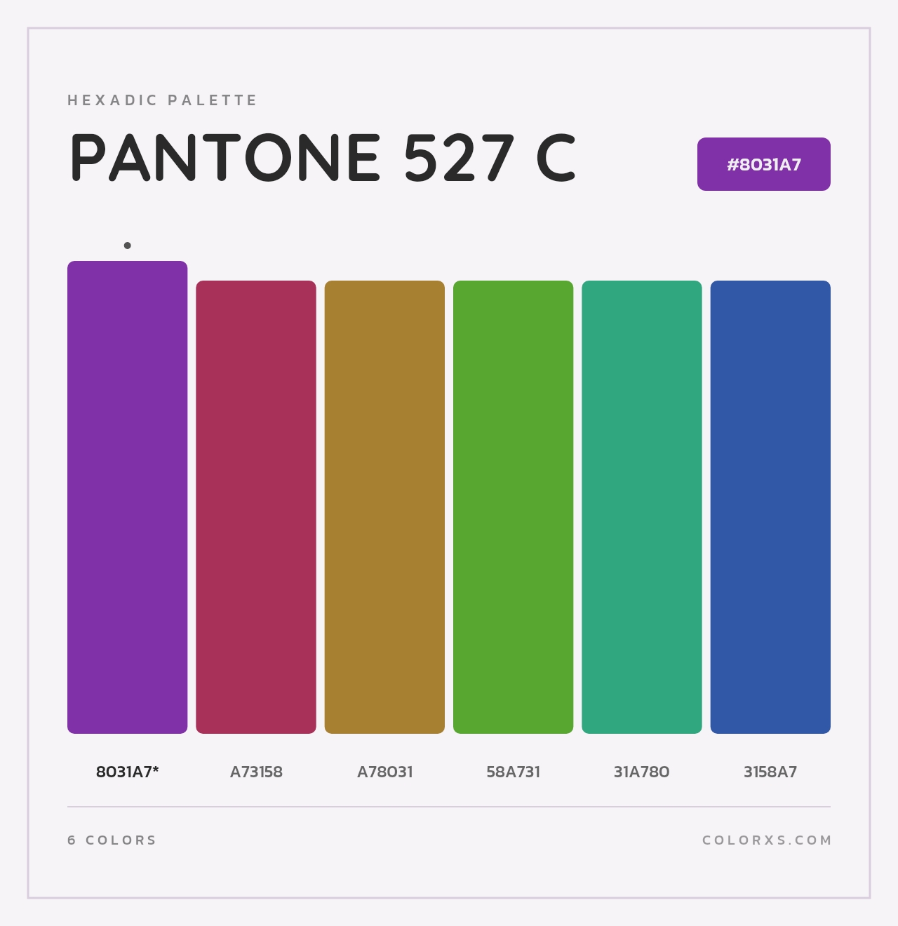 PANTONE 527 C - Hexadic Color Palette