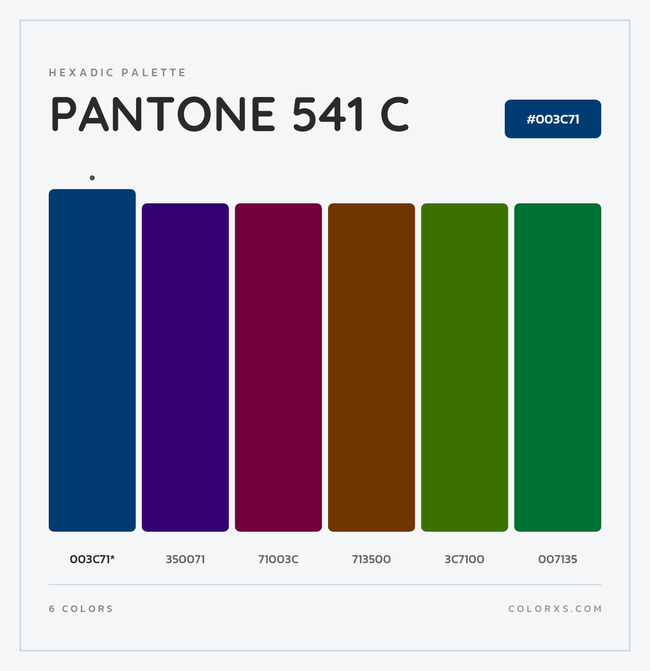PANTONE 541 C - Hexadic Color Palette