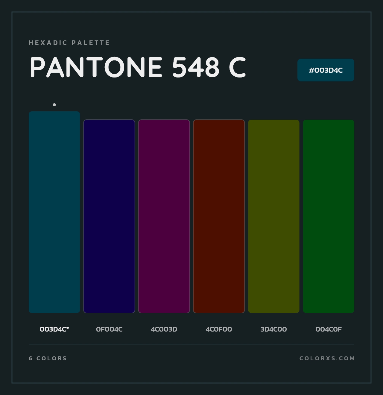 PANTONE 548 C - Hexadic Color Palette