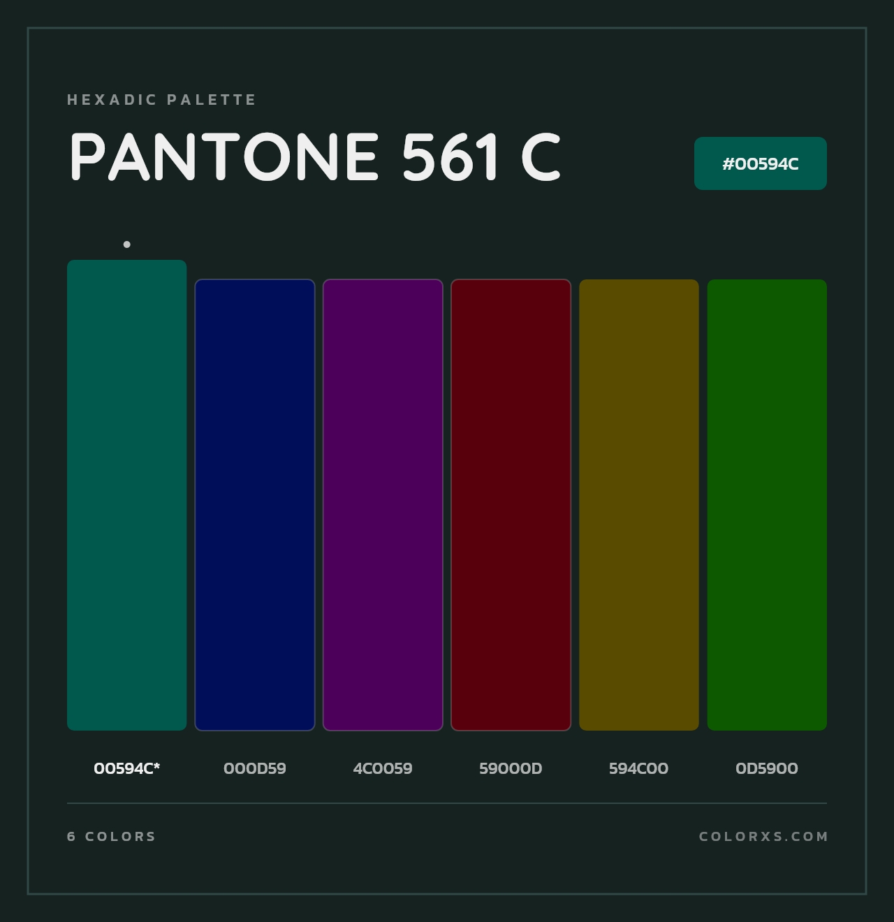 PANTONE 561 C - Hexadic Color Palette