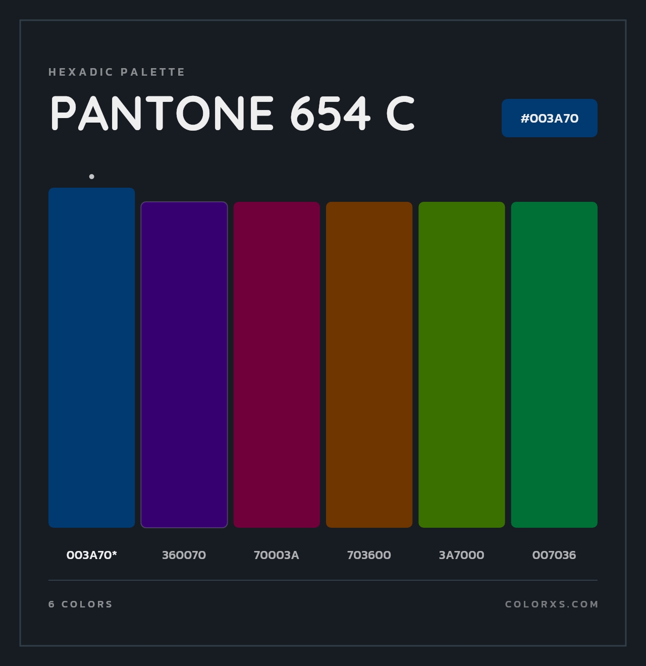 PANTONE 654 C - Hexadic Color Palette