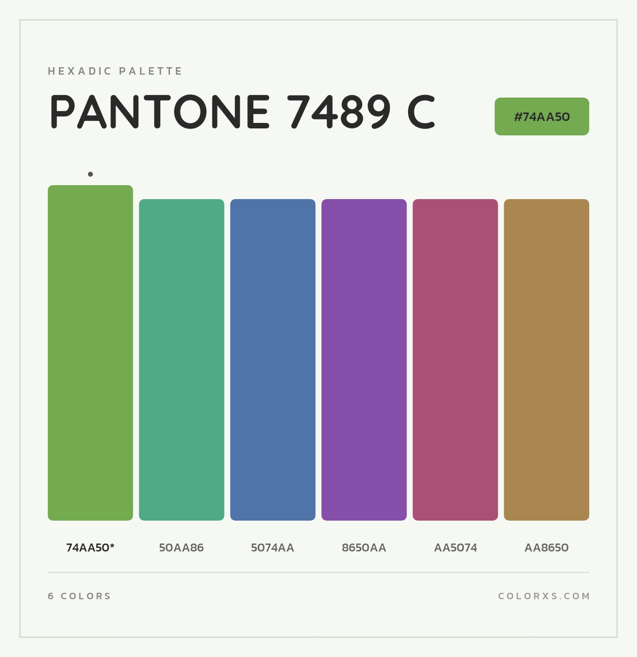 PANTONE 7489 C - Hexadic Color Palette