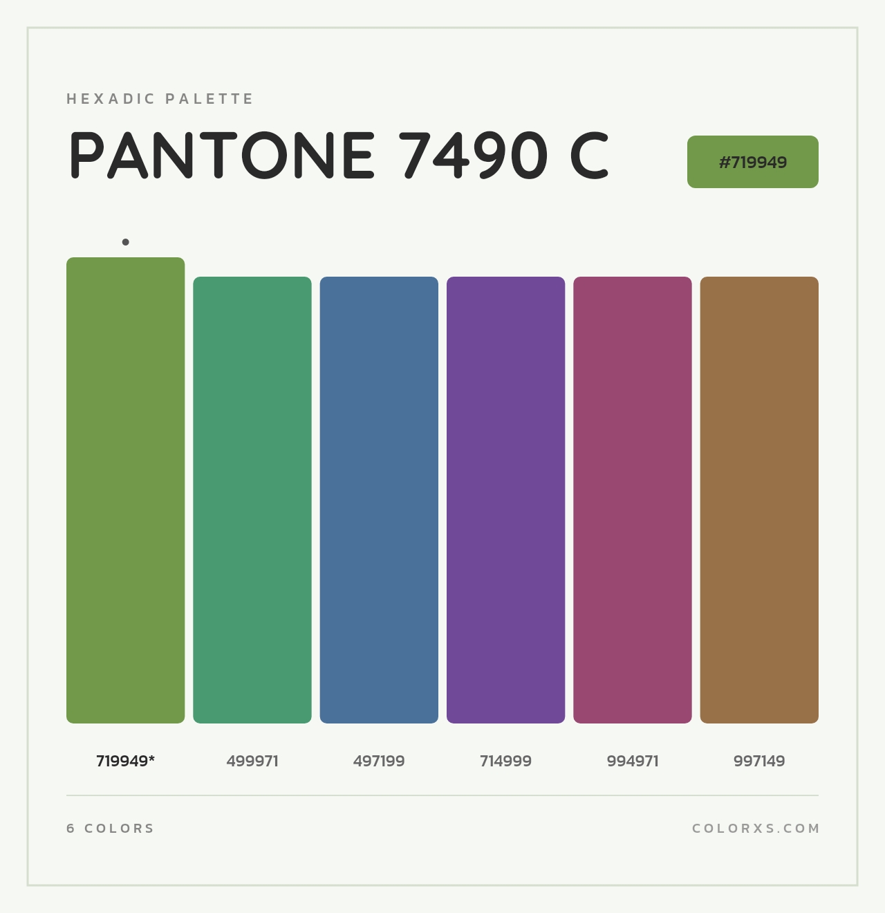 PANTONE 7490 C - Hexadic Color Palette