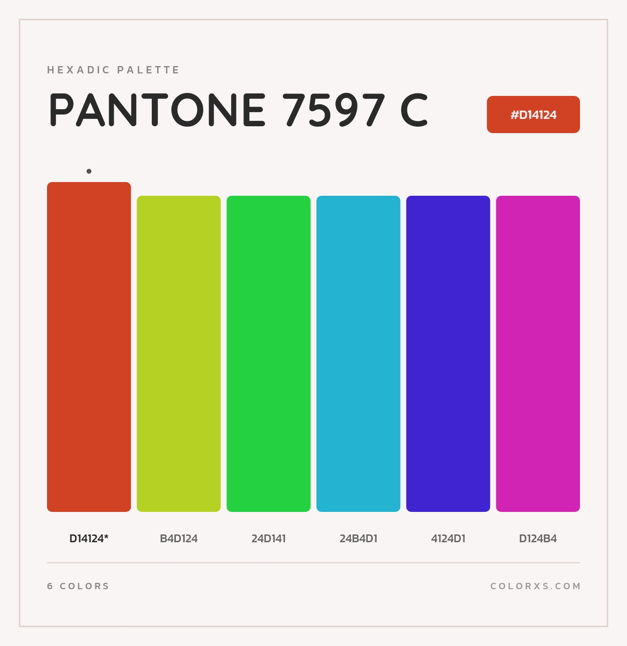 PANTONE 7597 C - Hexadic Color Palette
