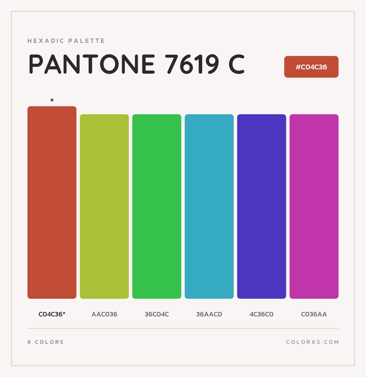 PANTONE 7619 C - Hexadic Color Palette