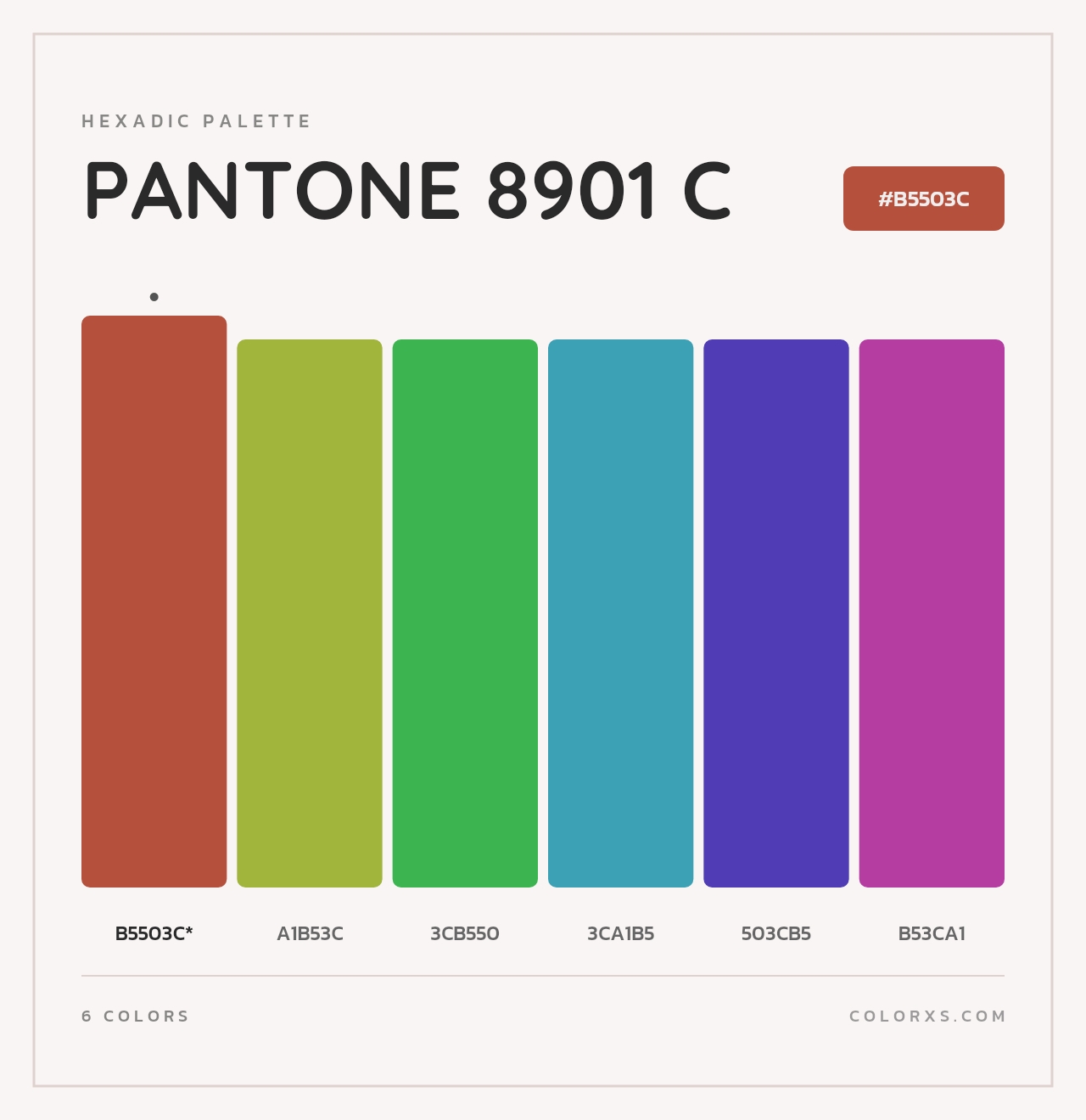 PANTONE 8901 C - Hexadic Color Palette