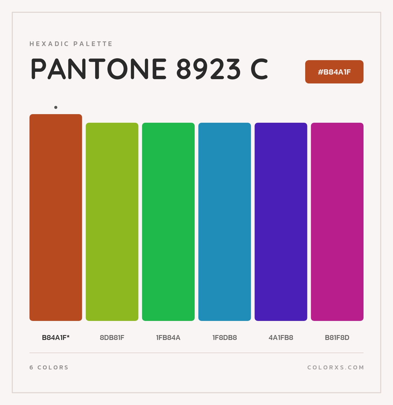 PANTONE 8923 C - Hexadic Color Palette