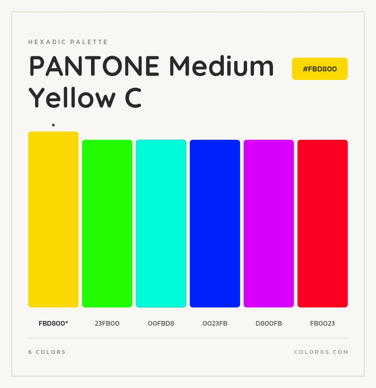PANTONE Medium Yellow C - Hexadic Color Palette