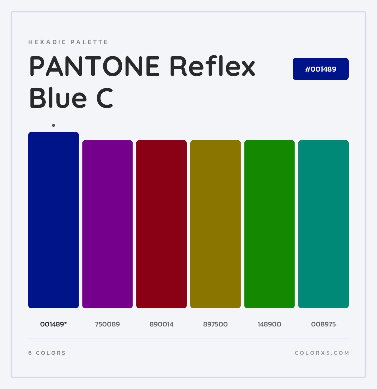 PANTONE Reflex Blue C - Hexadic Color Palette