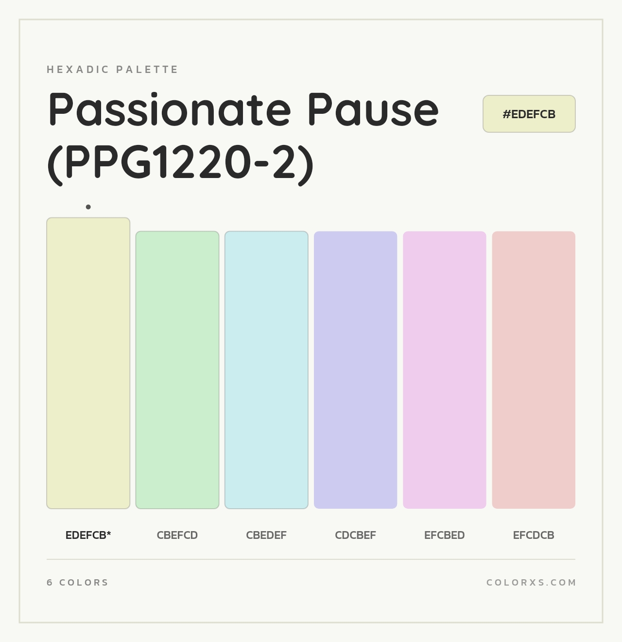 Passionate Pause (PPG1220-2) - Hexadic Color Palette
