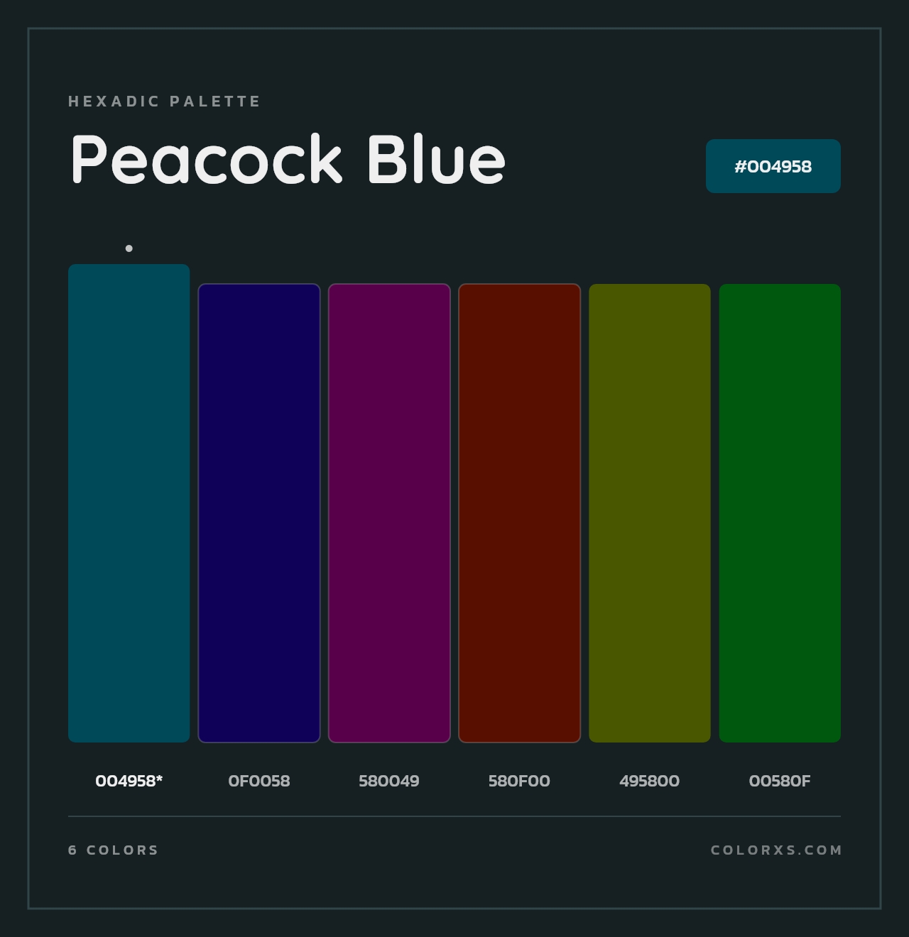 Peacock Blue - Hexadic Color Palette