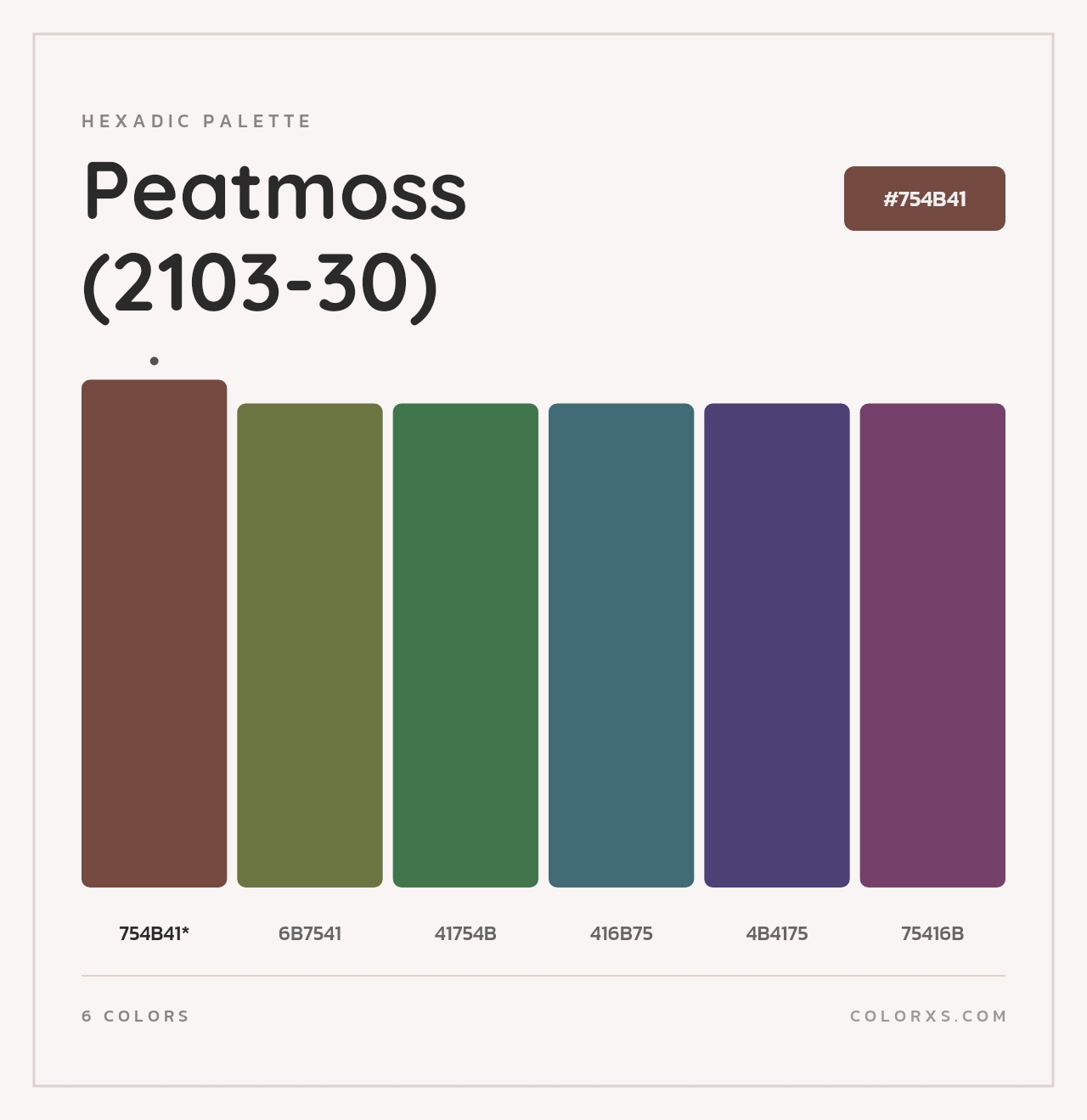 Peatmoss (2103-30) - Hexadic Color Palette