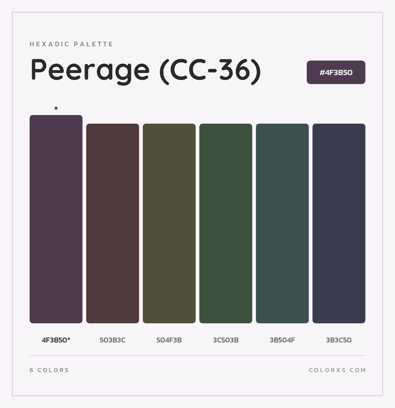 Peerage (CC-36) - Hexadic Color Palette