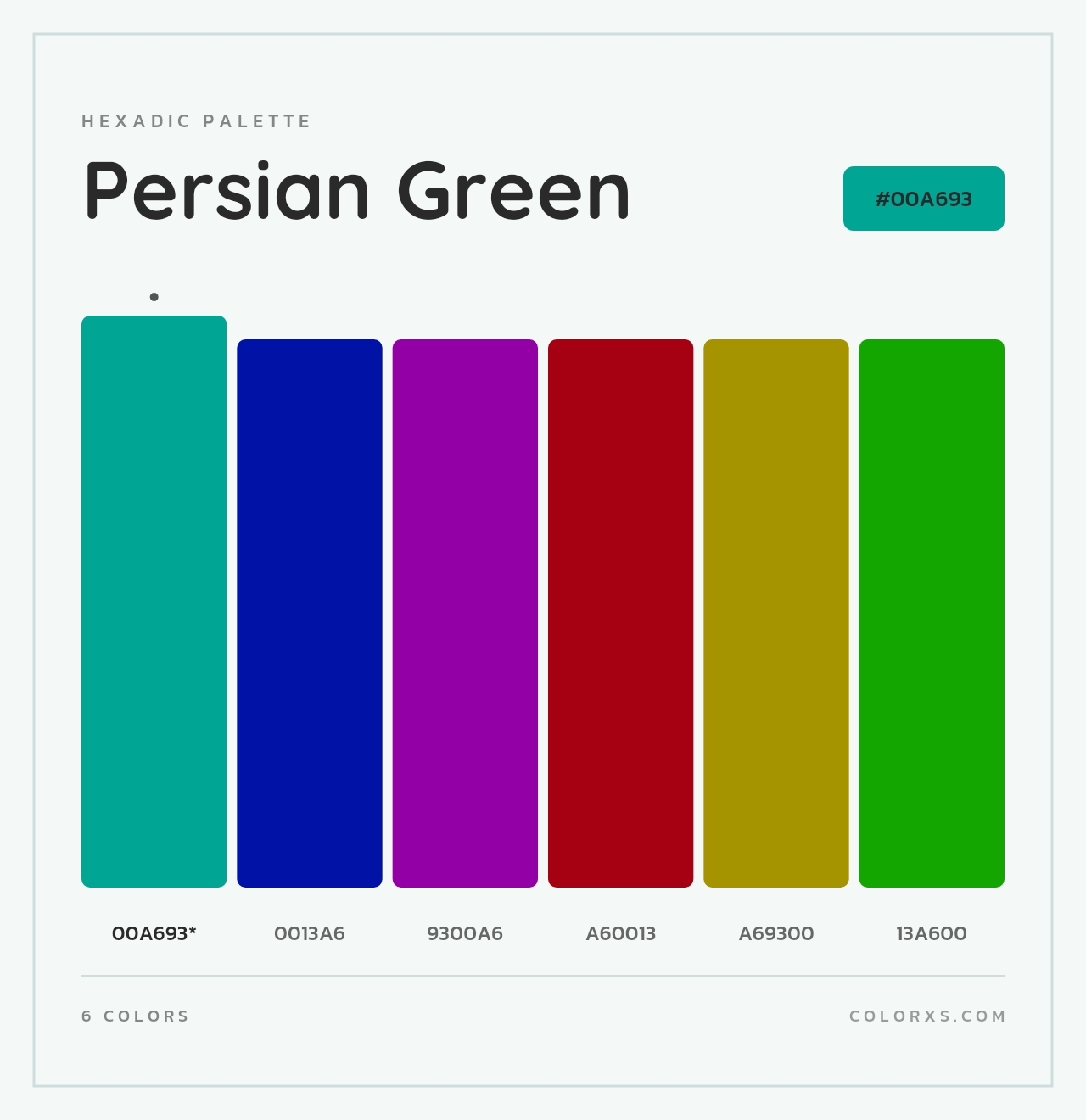 Persian Green - Hexadic Color Palette